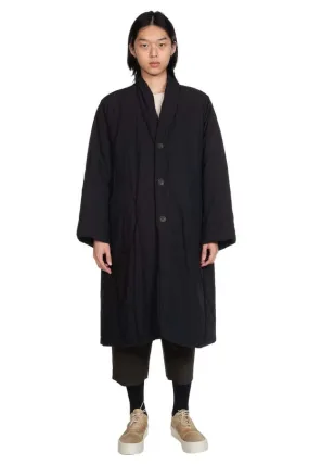 Padded Cotton Long Coat - BLACK