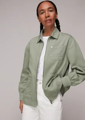 Pale Green Zip Front Cargo Jacket