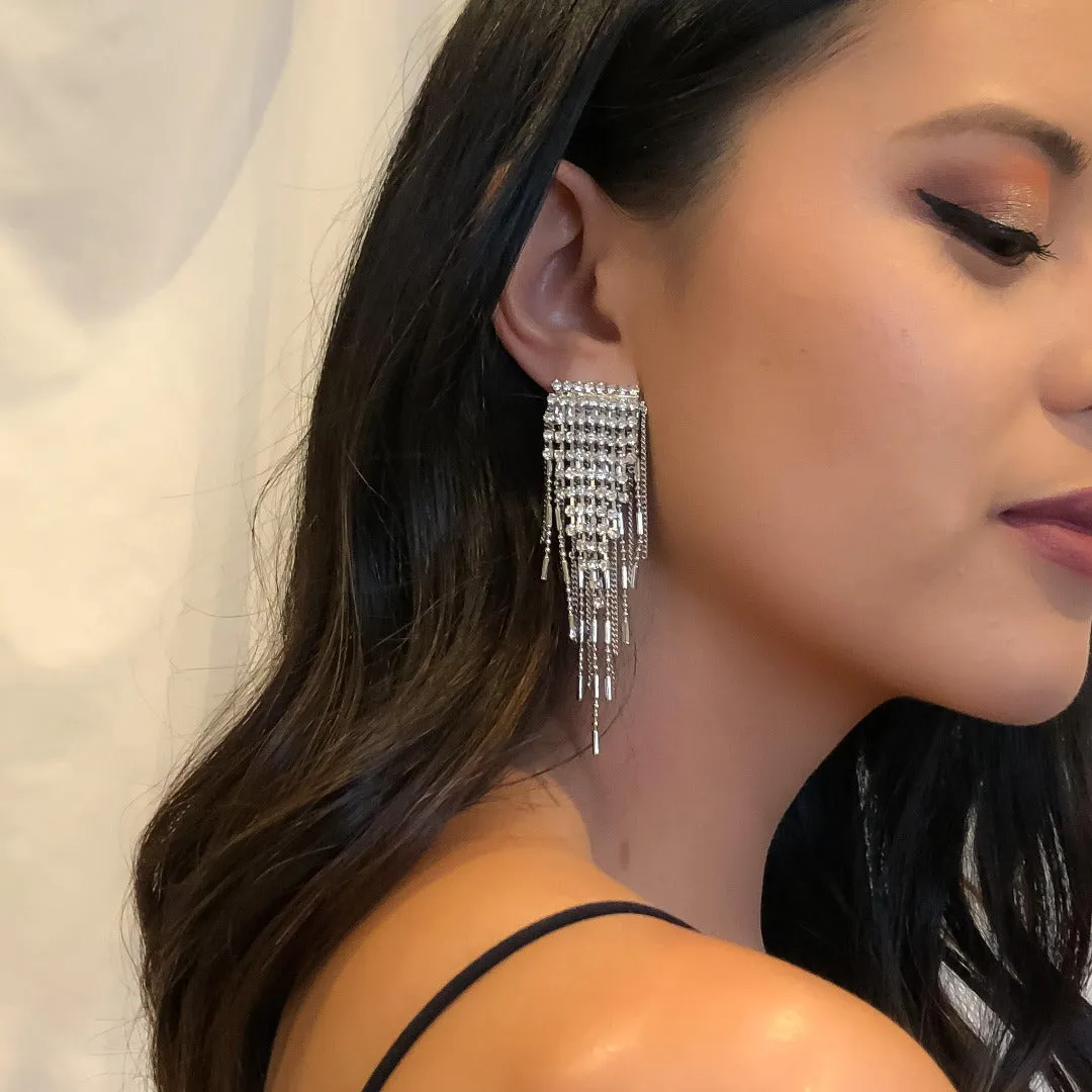 Paris Rhinestone Tassel Earrings