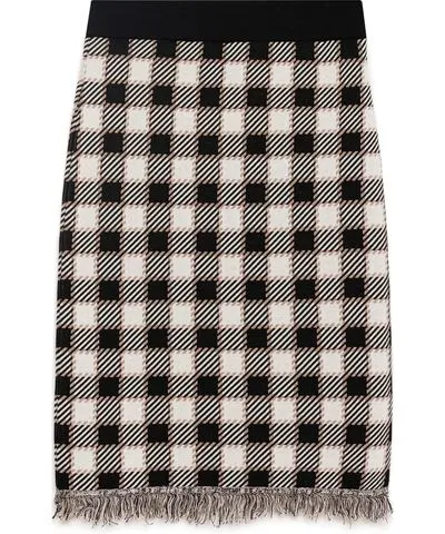 Peraluna Women's Black / White Diana Plaid Knit Skirt