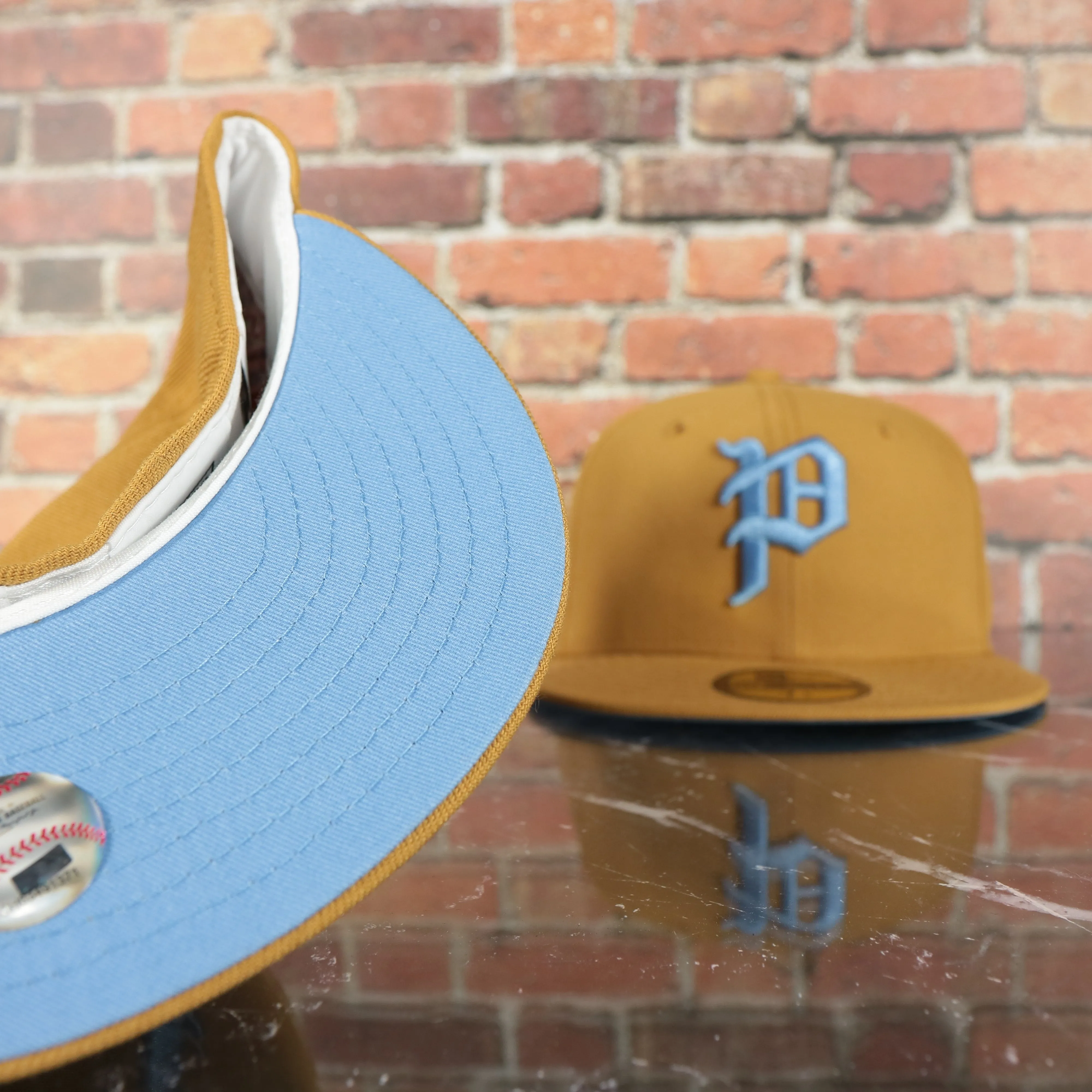 Philadelphia Phillies Cooperstown 1910 Logo 100th Anniversary Side Patch Icy Blue UV 59Fifty Fitted Cap | English Toffee Hoagie 