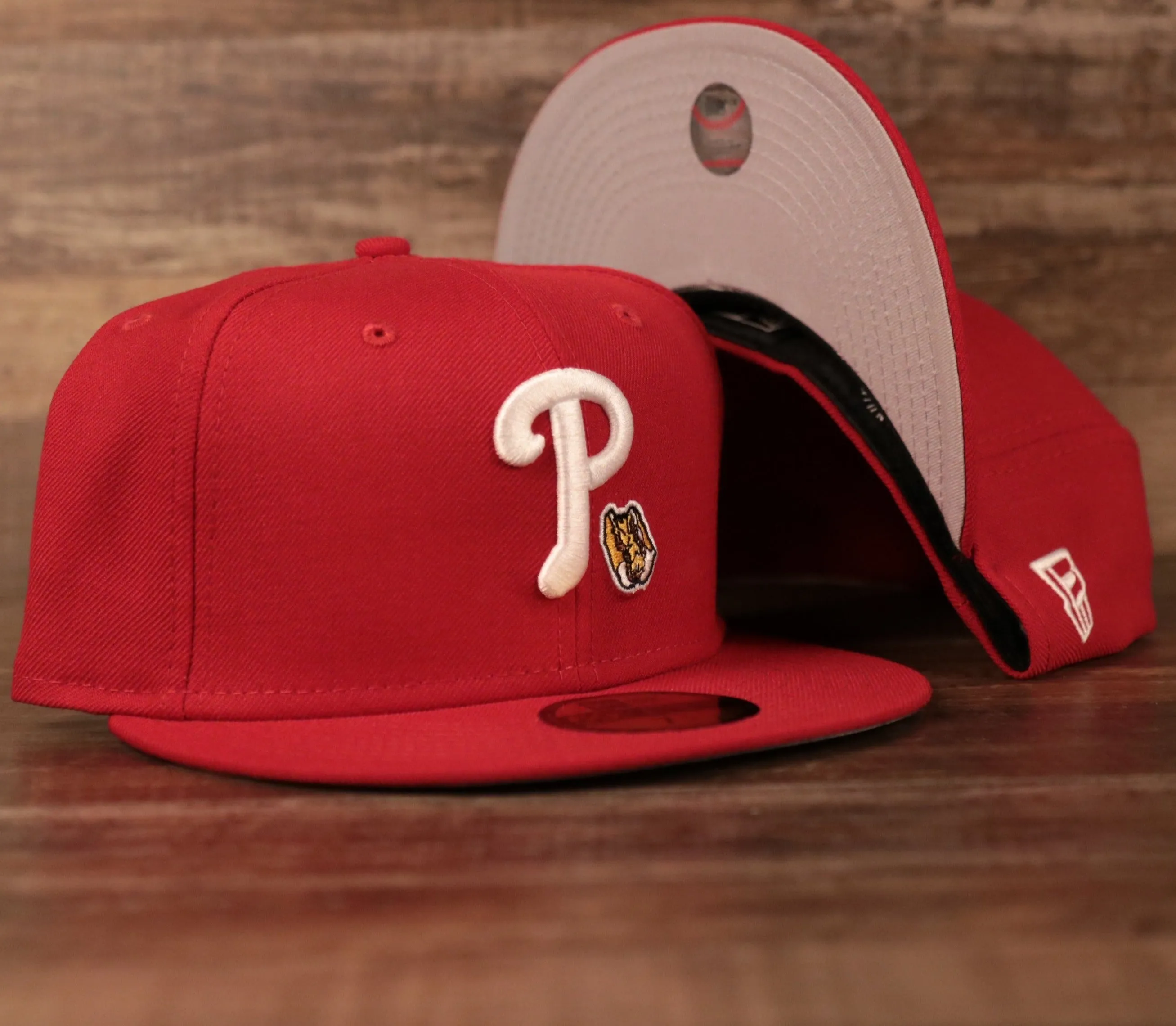 Phillies Philly Cheesesteak Gray Bottom Fitted Cap | Grey Underbrim Phillies Cheesesteak 59Fifty Fitted Caps