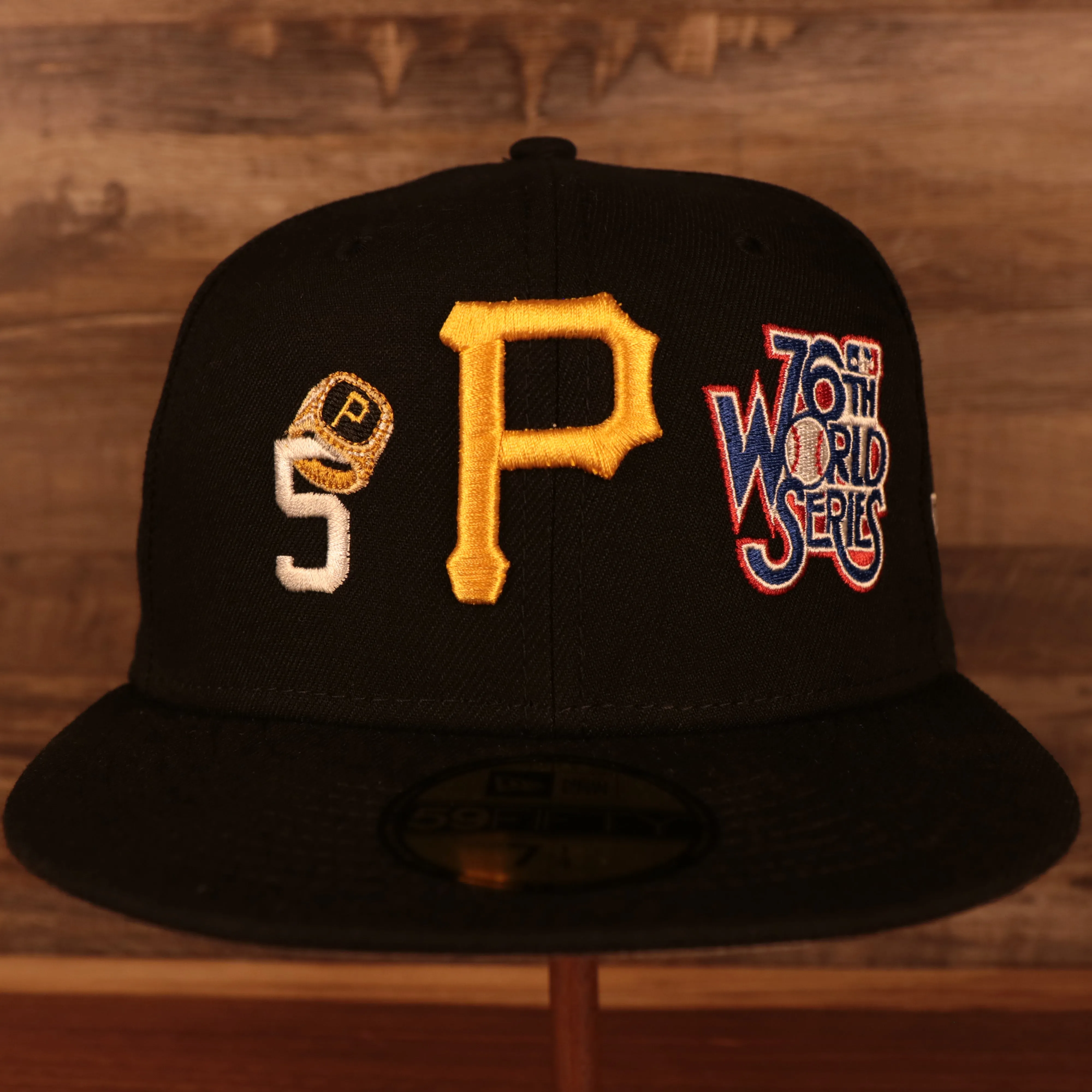 Pittsburgh Pirates Cooperstown Championship Rings All Over Side Patch Gray Bottom 59FIFTY Fitted Cap