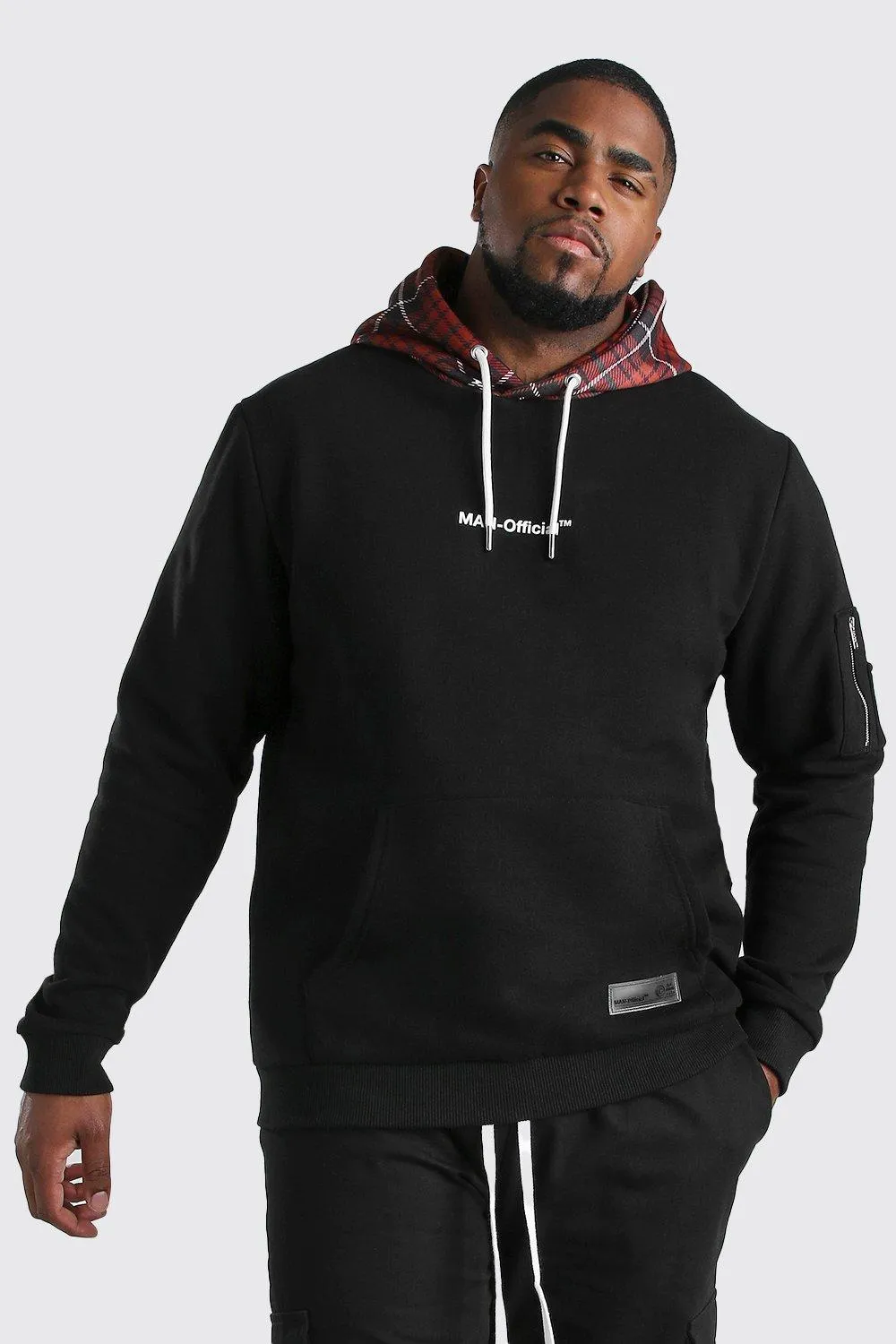 Plus Size Boxed Hoodie With Contrast Hood