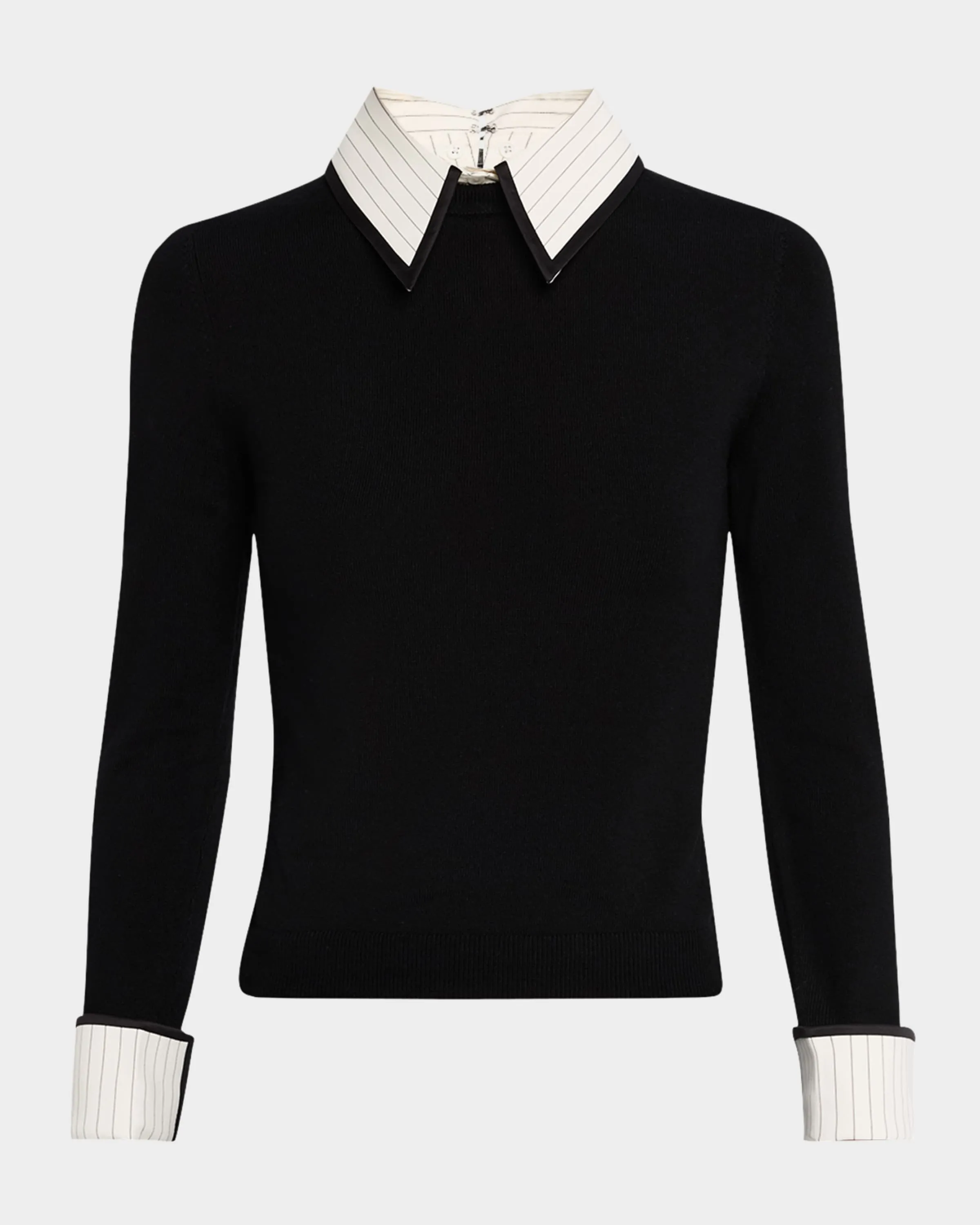 Porla Pinstripe Collared Sweater