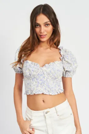 Puff Sleeve Crop Corset