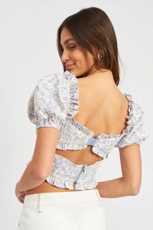 Puff Sleeve Crop Corset