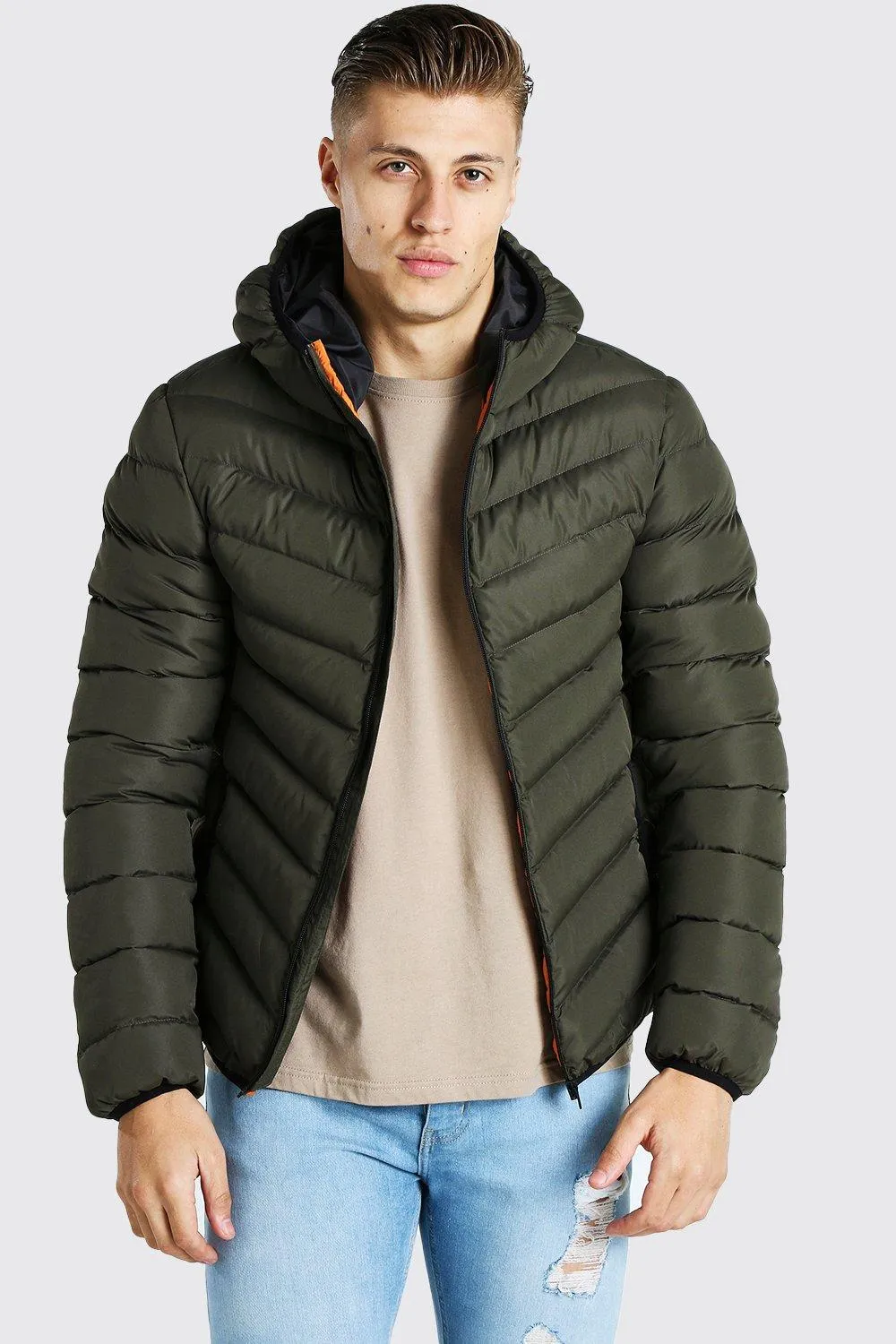 Quilted Zip Through Jacket With Hood