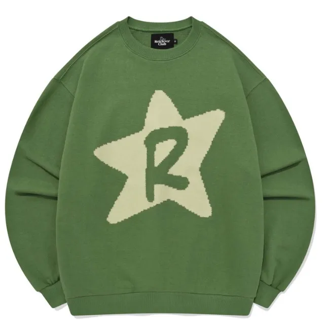 Retriever Club  |Star Unisex Street Style Long Sleeves Khaki Logo Sweaters