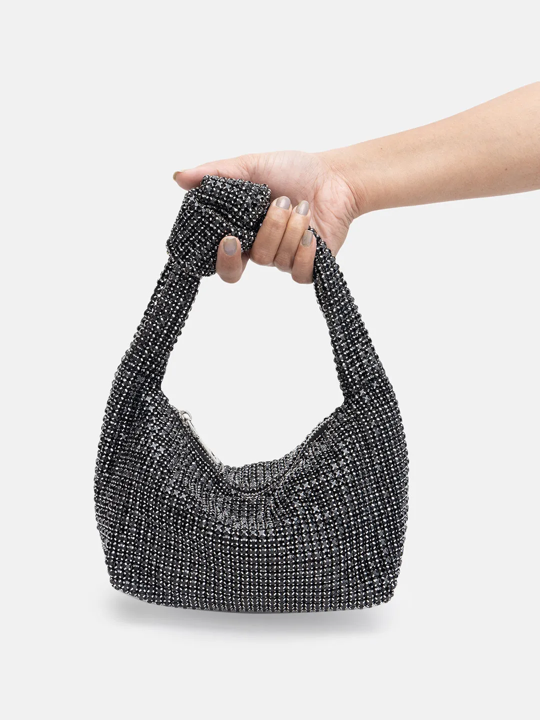 Rhinestone Knot Hobo Bag