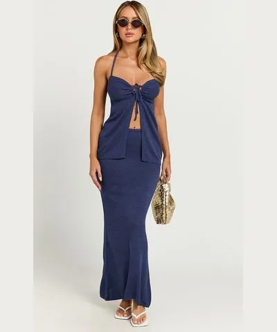 Runaway The Label Aphrodite Maxi Skirt in Blue