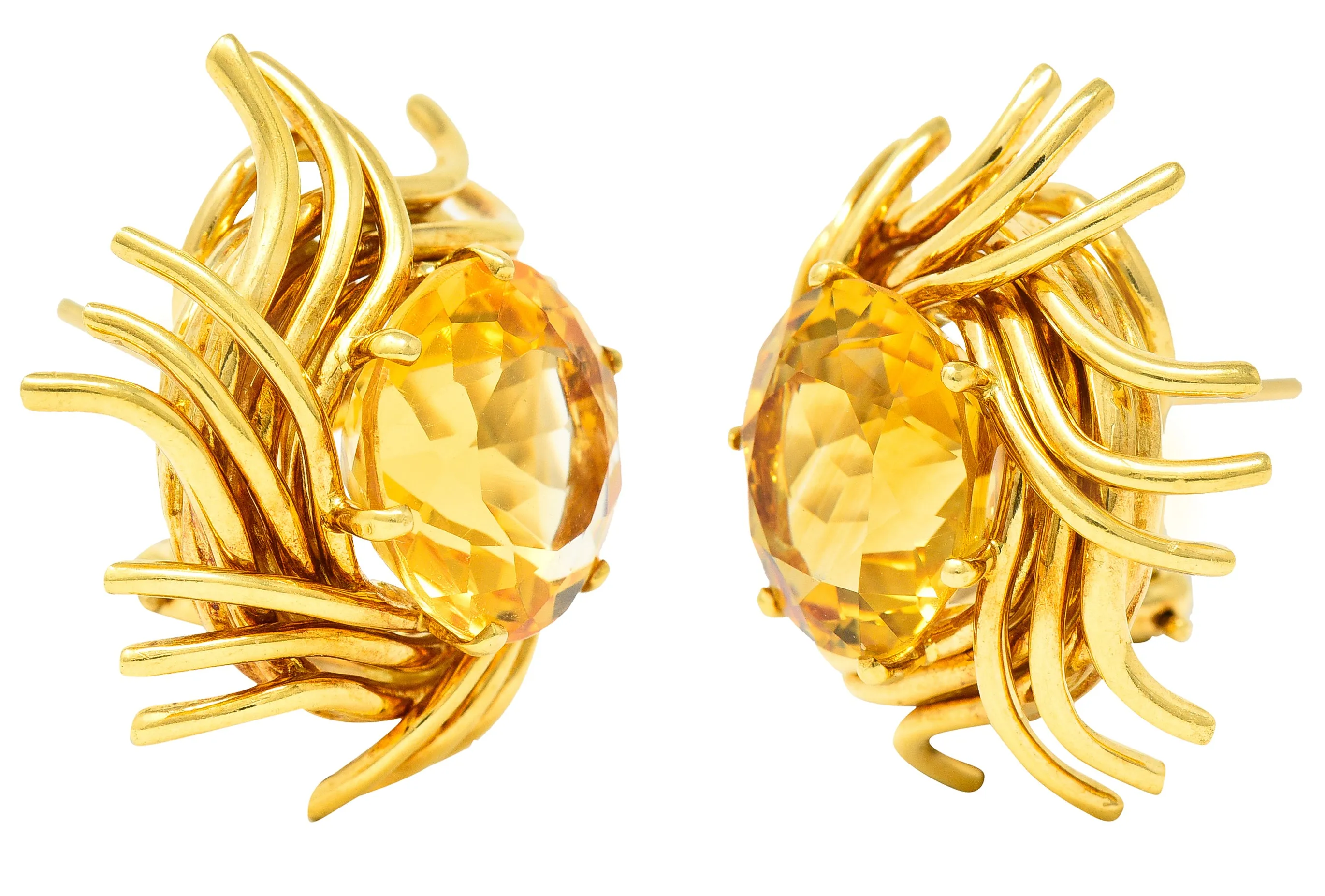 Schlumberger Tiffany & Co. Citrine 18 Karat Yellow Gold Vintage Woven Gold Nest Earrings