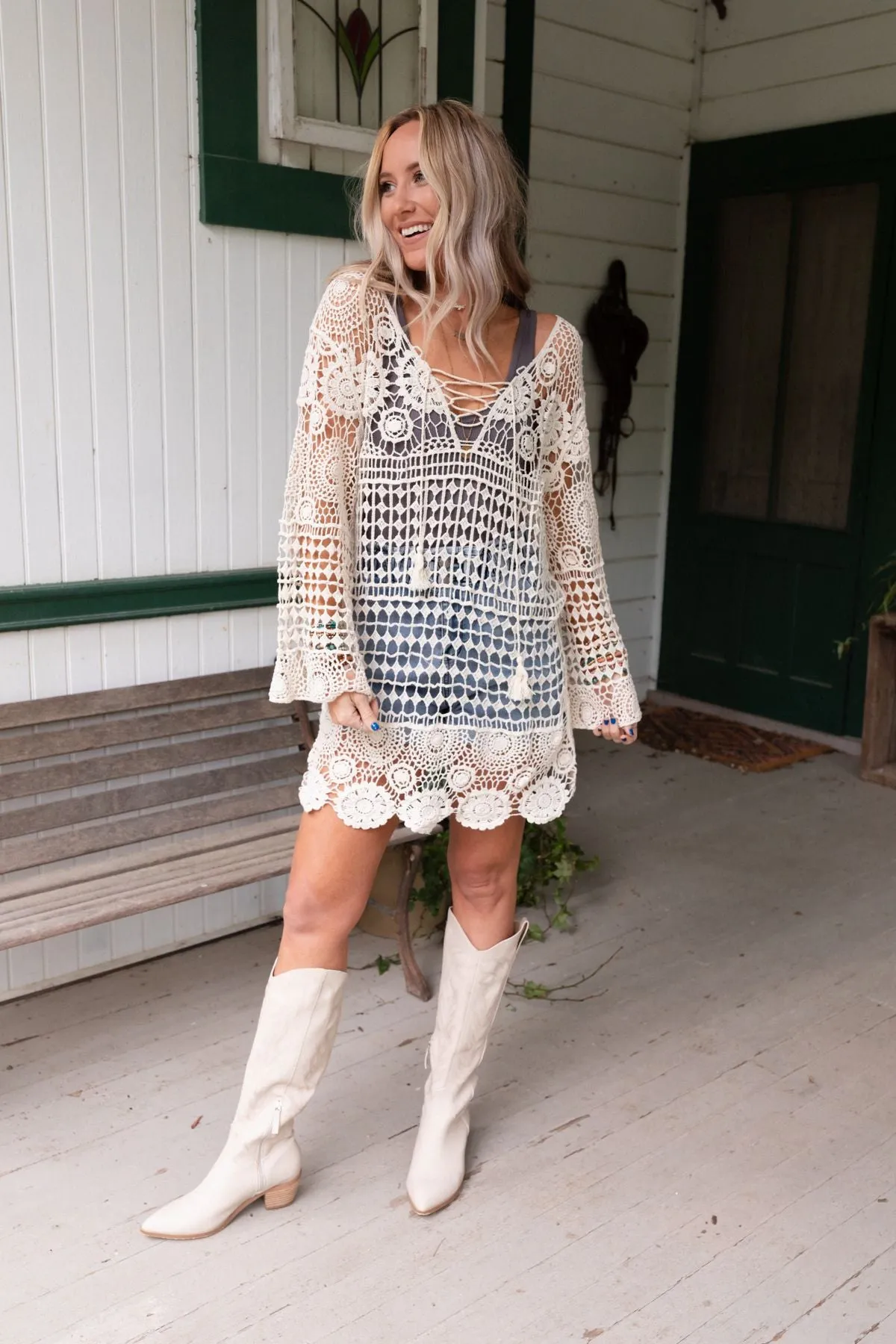 St Barths Crochet Tunic - White