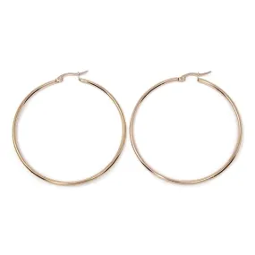 Stainless Steel 50MM Hoop Earrings Rose Gold Plated