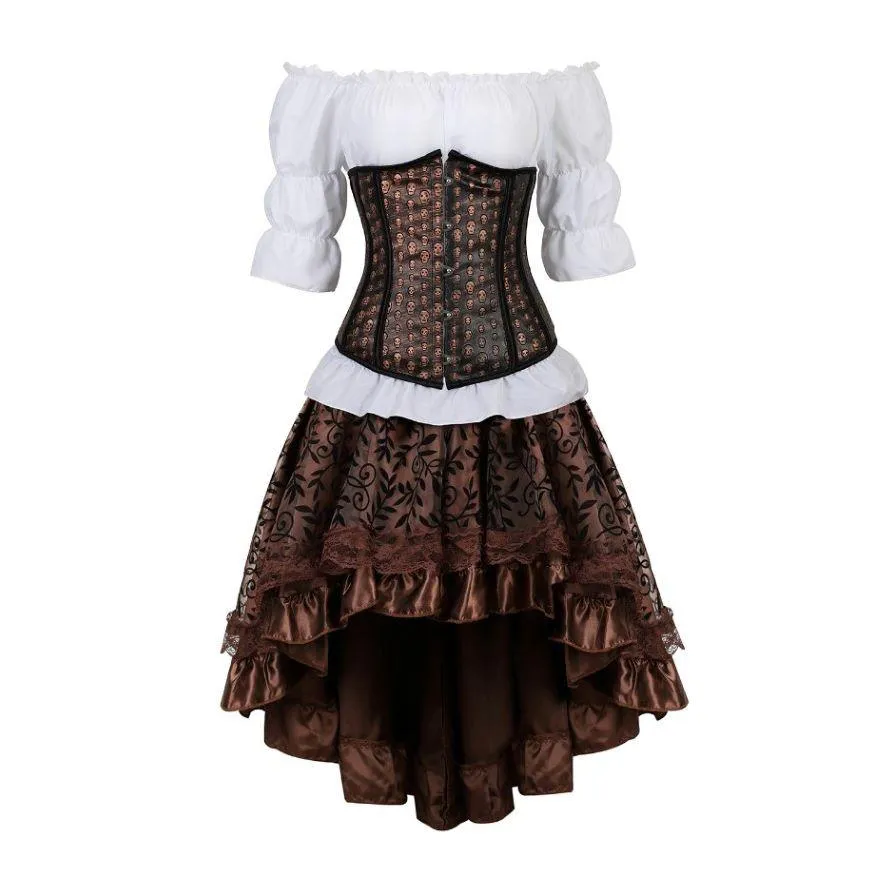 Steampunk Corset Dress Gothic PU Leather