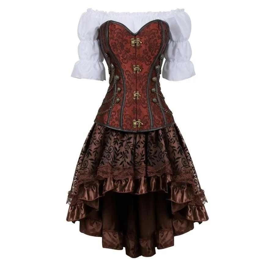 Steampunk Corset Dress Gothic PU Leather