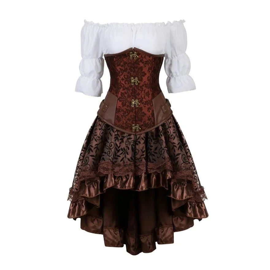 Steampunk Corset Dress Gothic PU Leather