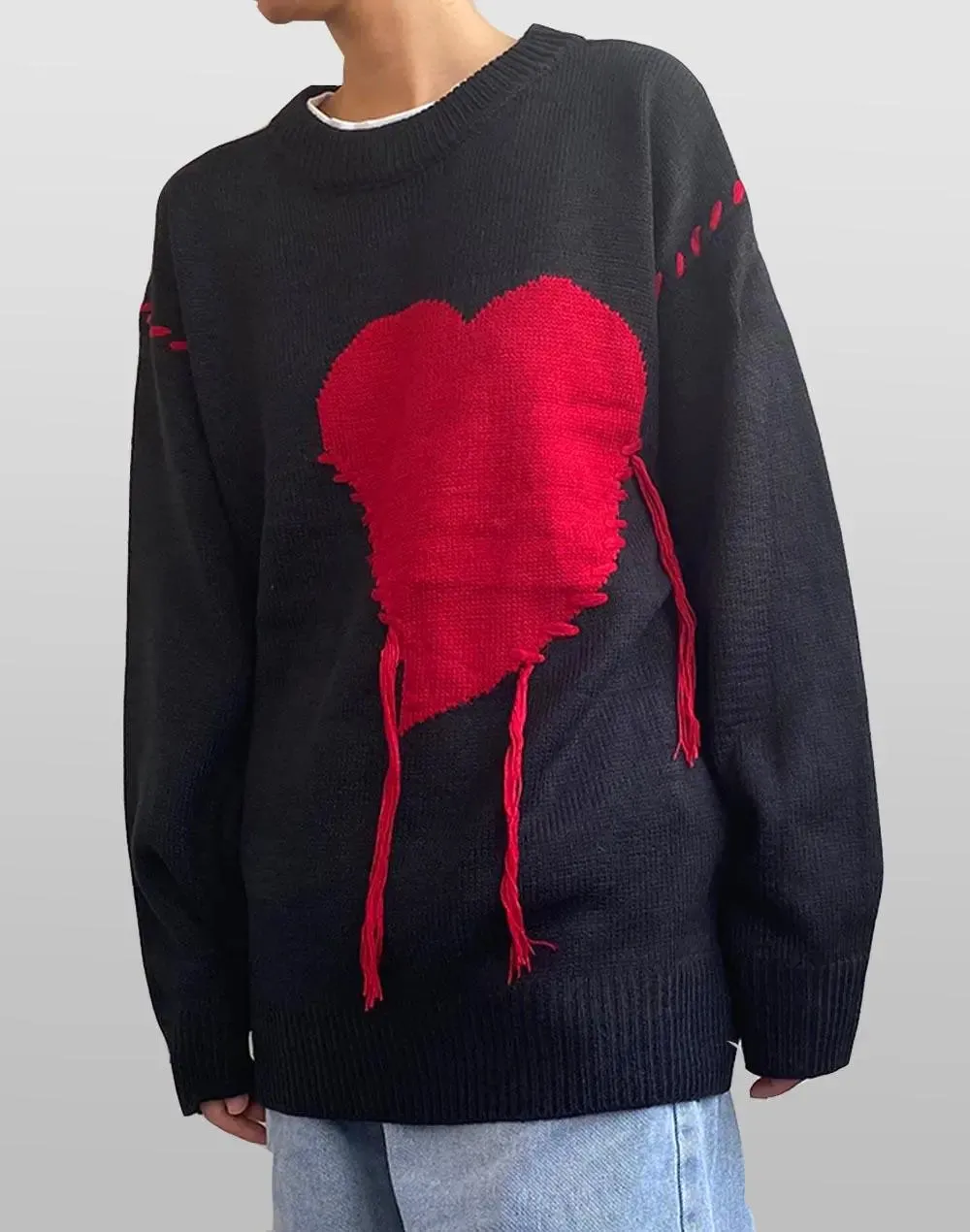 Stitched Heart Knit Sweater