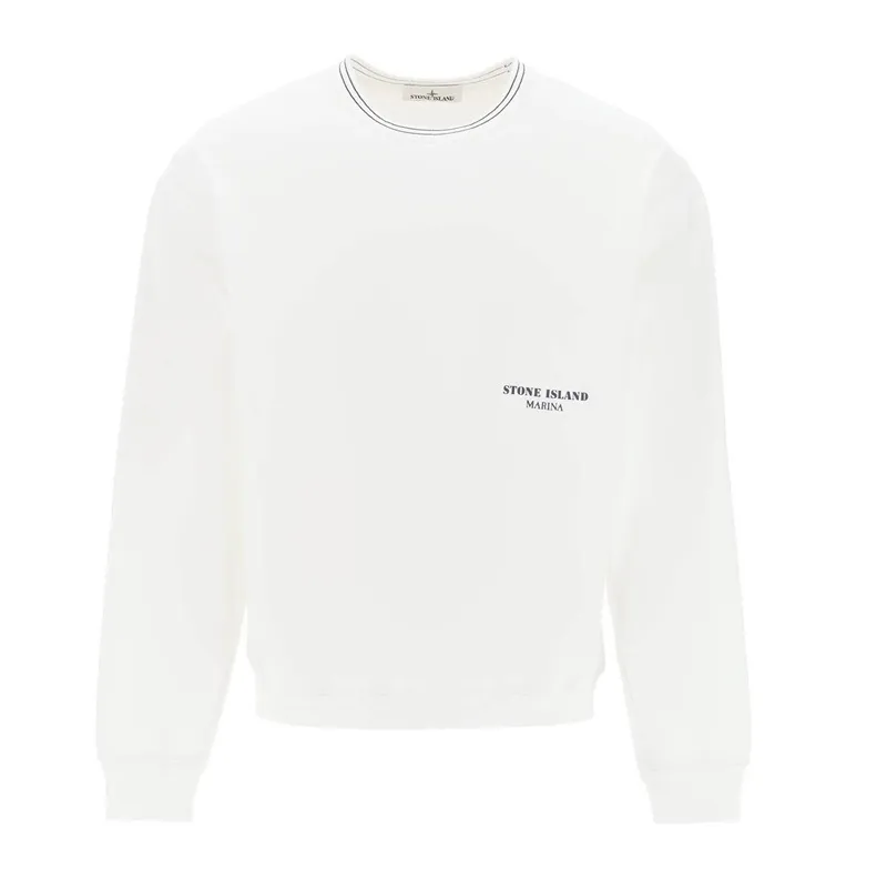 STONE ISLAND  |Crew Neck Long Sleeves Cotton Logo Sweatshirts