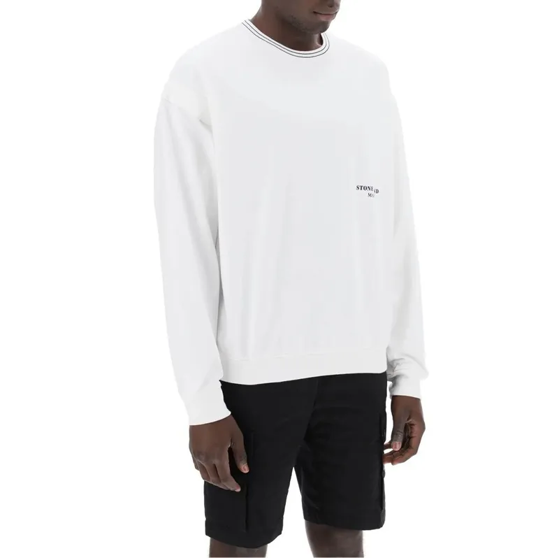 STONE ISLAND  |Crew Neck Long Sleeves Cotton Logo Sweatshirts