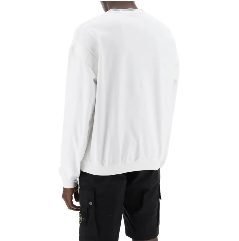 STONE ISLAND  |Crew Neck Long Sleeves Cotton Logo Sweatshirts