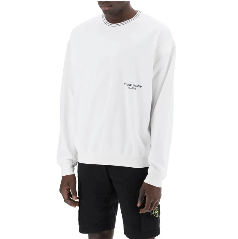 STONE ISLAND  |Crew Neck Long Sleeves Cotton Logo Sweatshirts