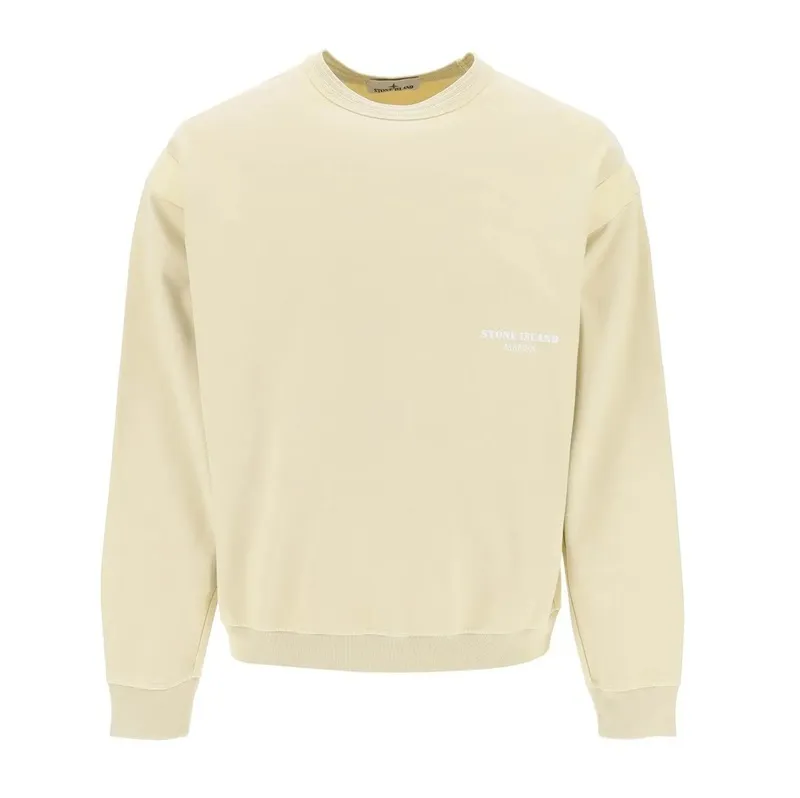 STONE ISLAND  |Crew Neck Long Sleeves Cotton Logo Sweatshirts