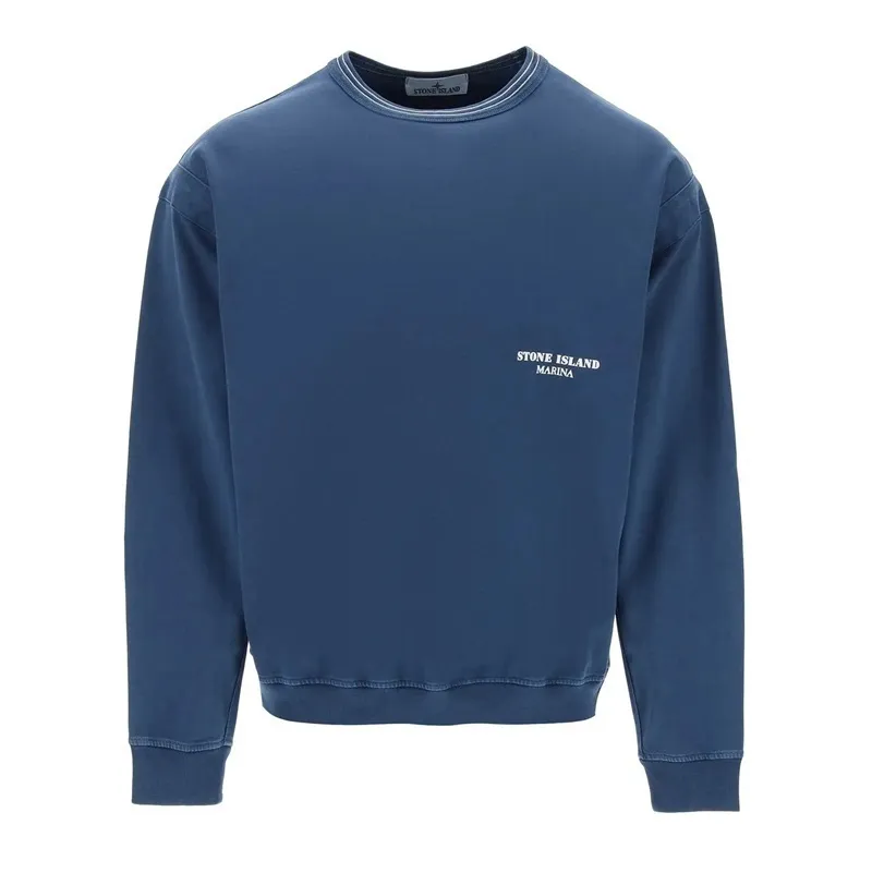 STONE ISLAND  |Crew Neck Long Sleeves Cotton Logo Sweatshirts