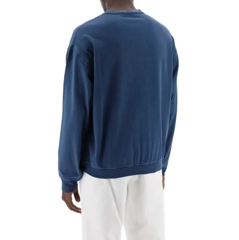 STONE ISLAND  |Crew Neck Long Sleeves Cotton Logo Sweatshirts