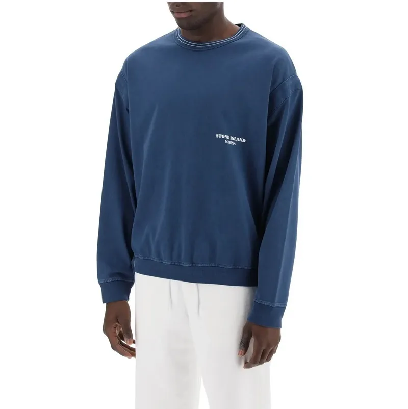 STONE ISLAND  |Crew Neck Long Sleeves Cotton Logo Sweatshirts