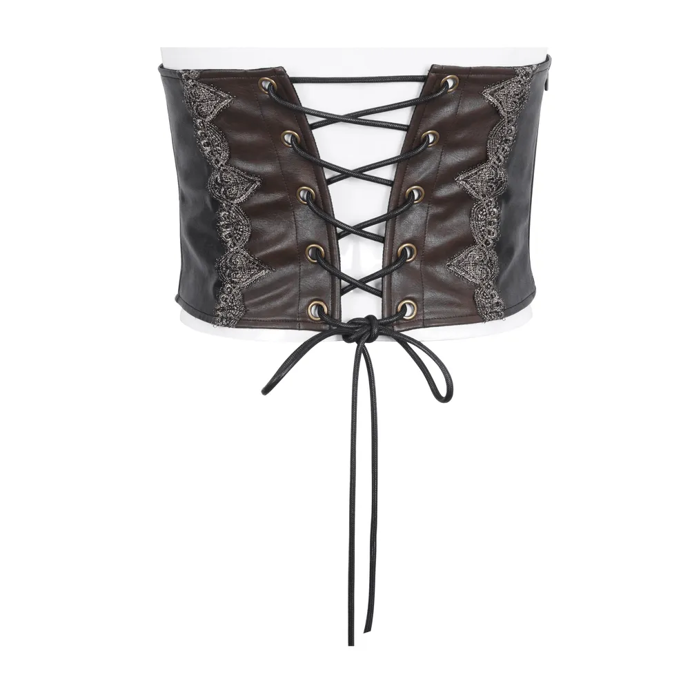 Stylish Gothic Corset Belt with Lace-Up Detail