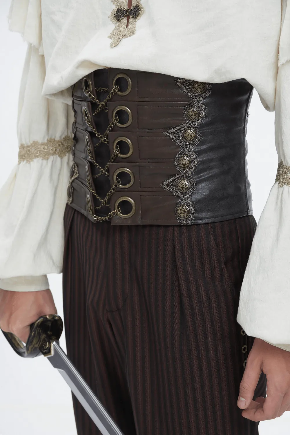 Stylish Gothic Corset Belt with Lace-Up Detail