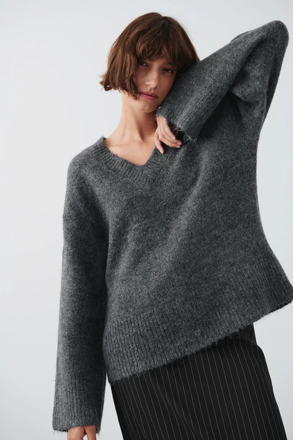 V-neck knitted sweater