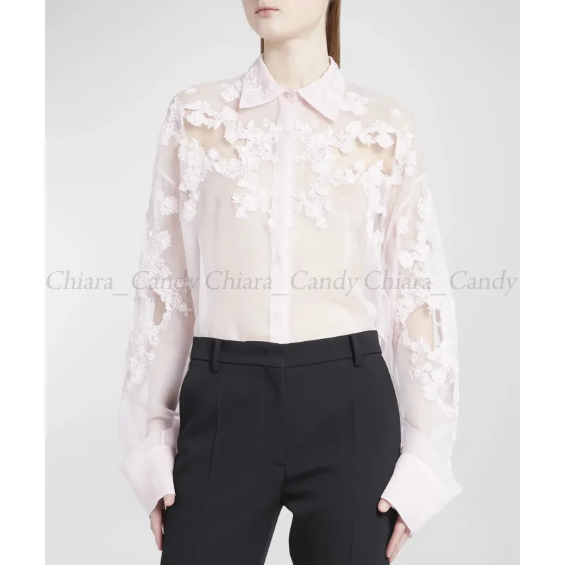 VALENTINO  |Casual Style Silk Long Sleeves Party Style Lace