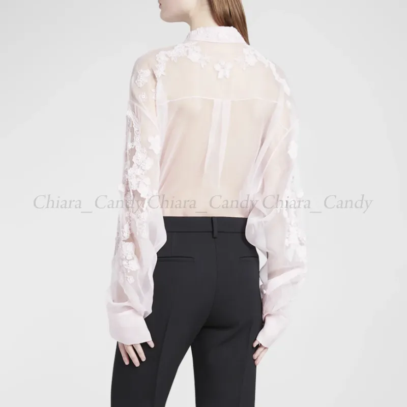 VALENTINO  |Casual Style Silk Long Sleeves Party Style Lace