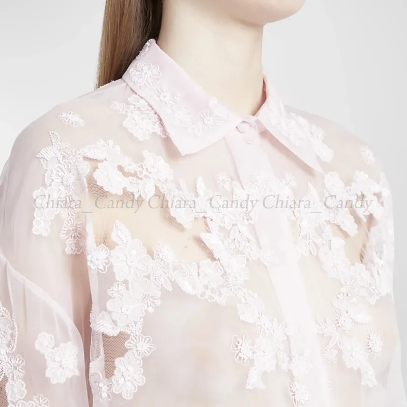 VALENTINO  |Casual Style Silk Long Sleeves Party Style Lace