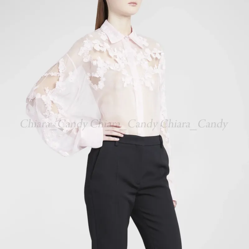 VALENTINO  |Casual Style Silk Long Sleeves Party Style Lace