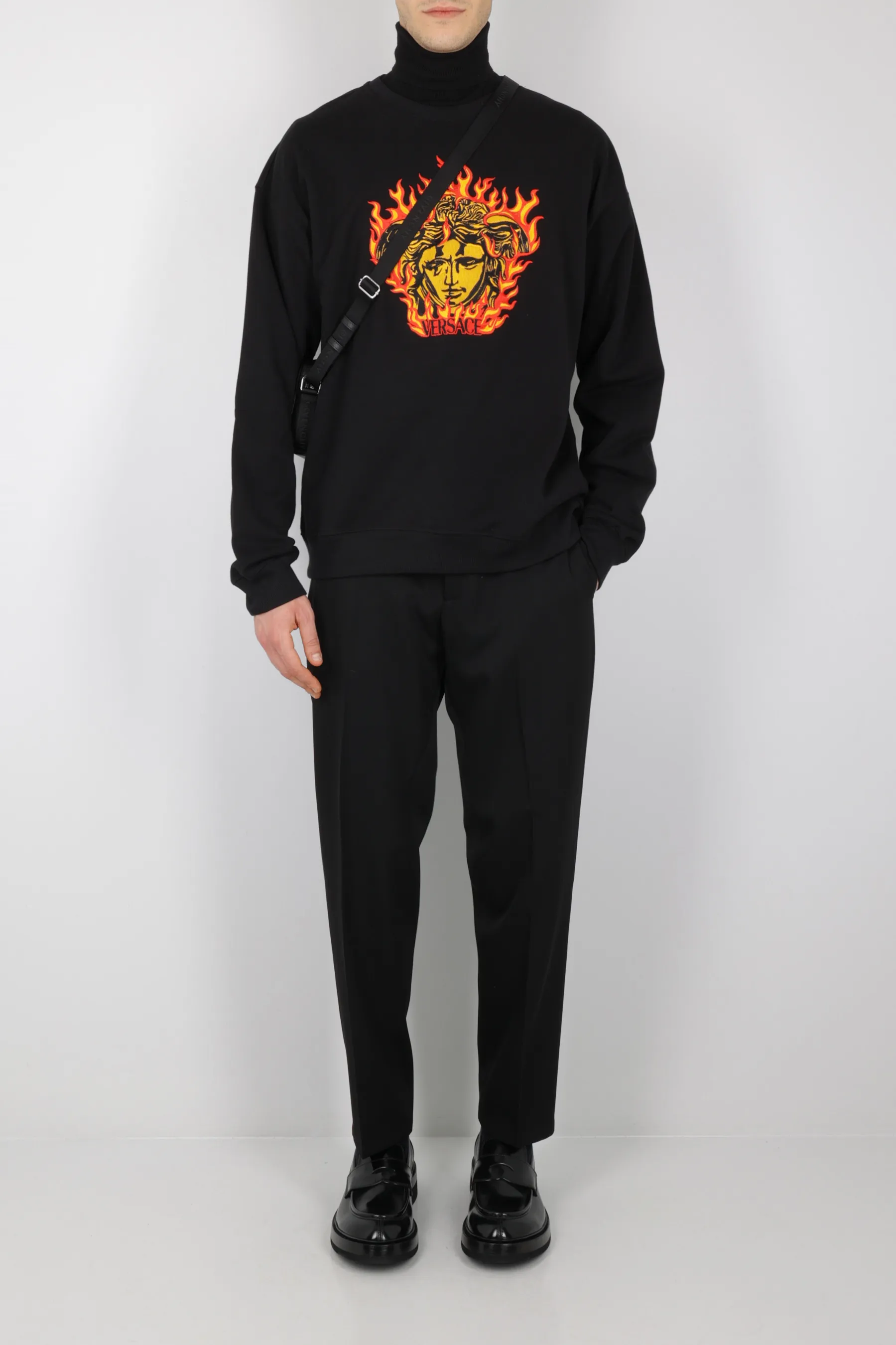 VERSACE  |Crew Neck Sweat Long Sleeves Plain Logo Luxury Sweatshirts