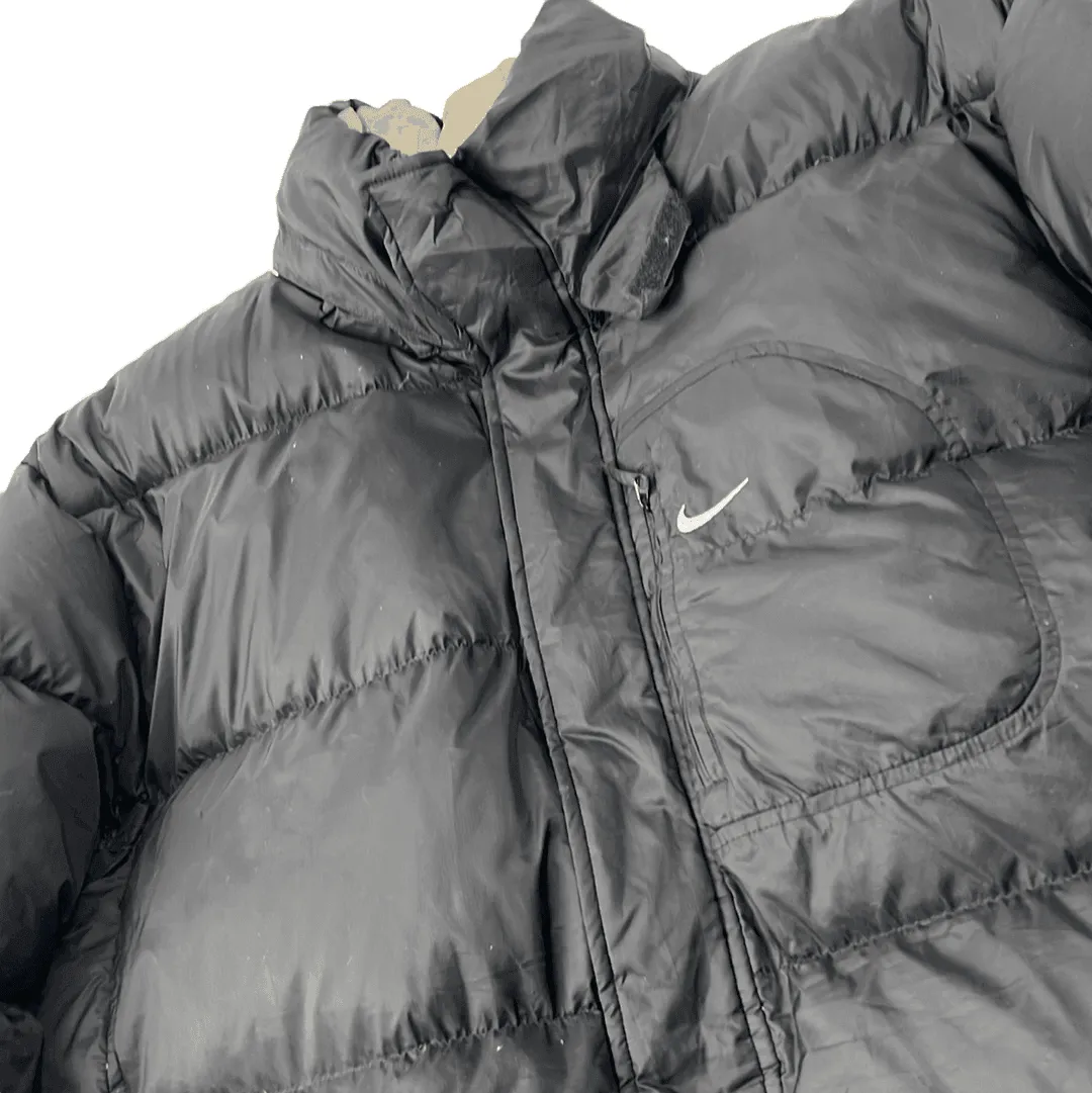 Vintage 90s Black Nike Puffer Coat - XXL