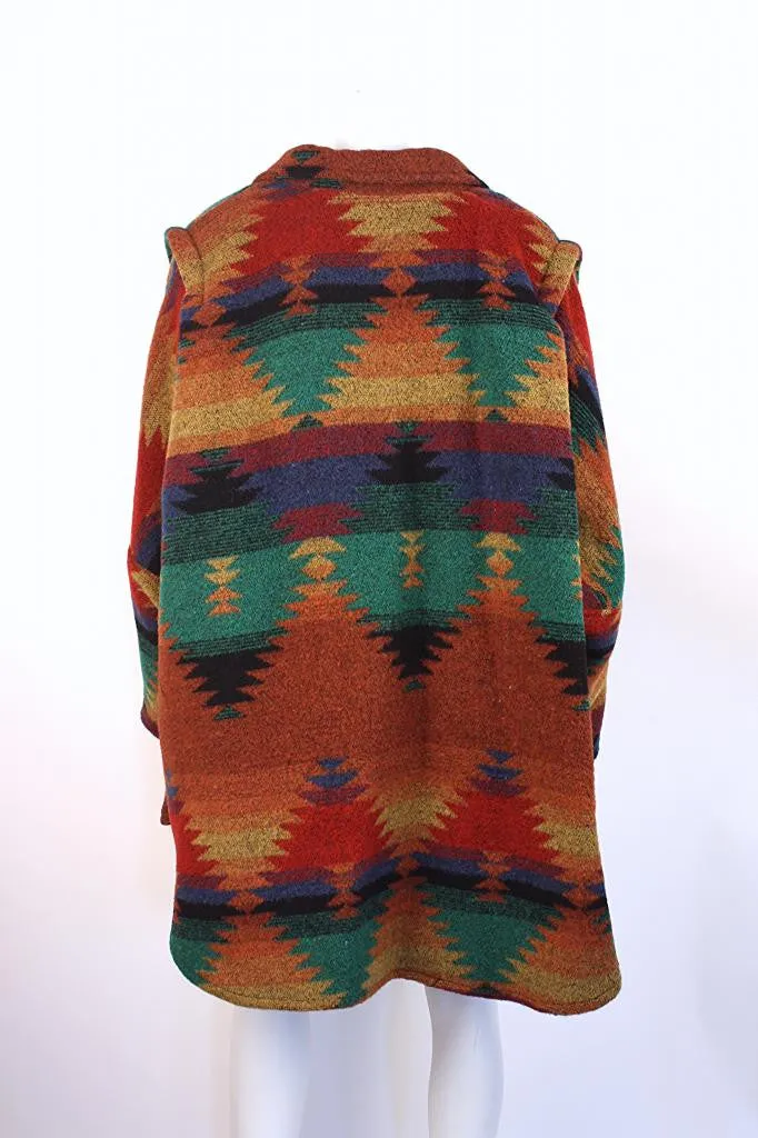 Vintage Southwestern Wool Toggle Blanket Coat