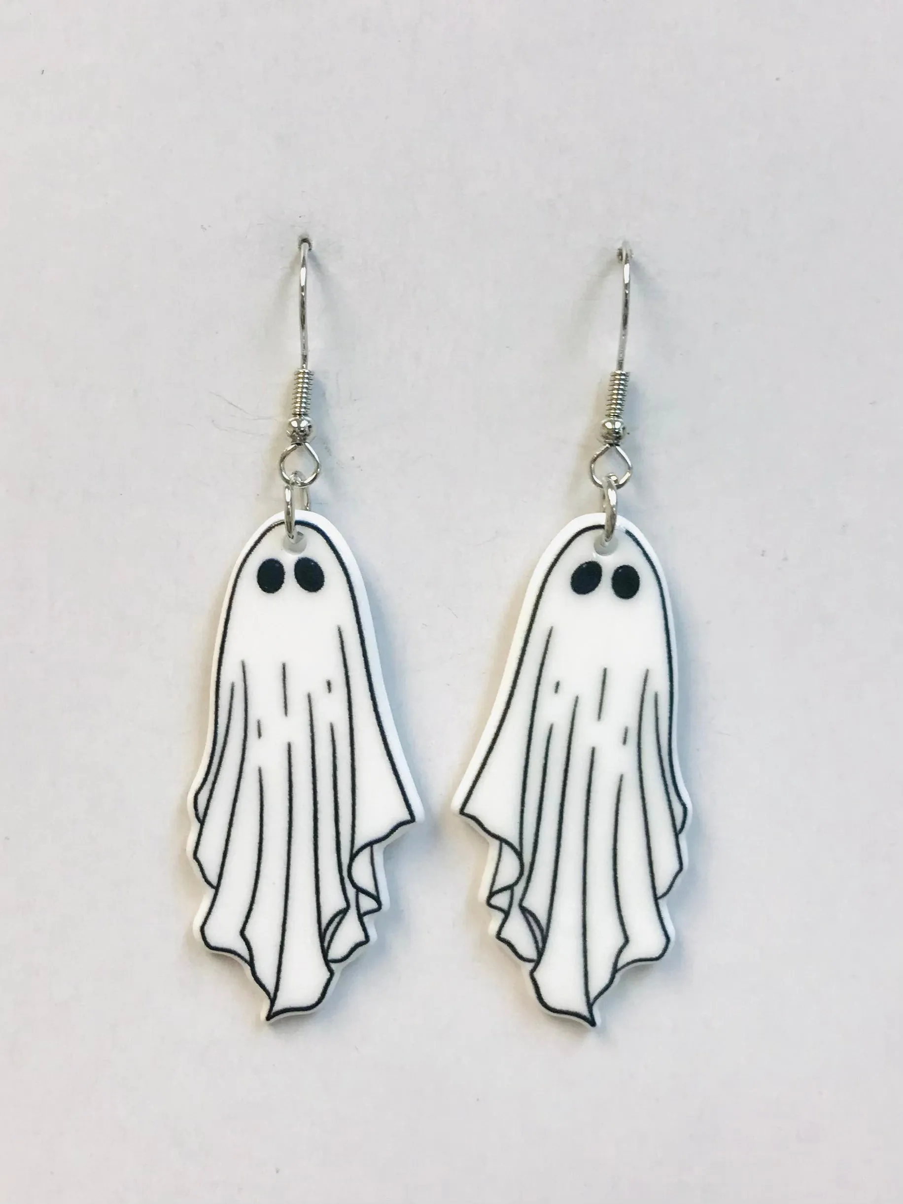 White Ghost Halloween Acrylic Earrings