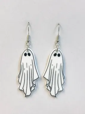 White Ghost Halloween Acrylic Earrings