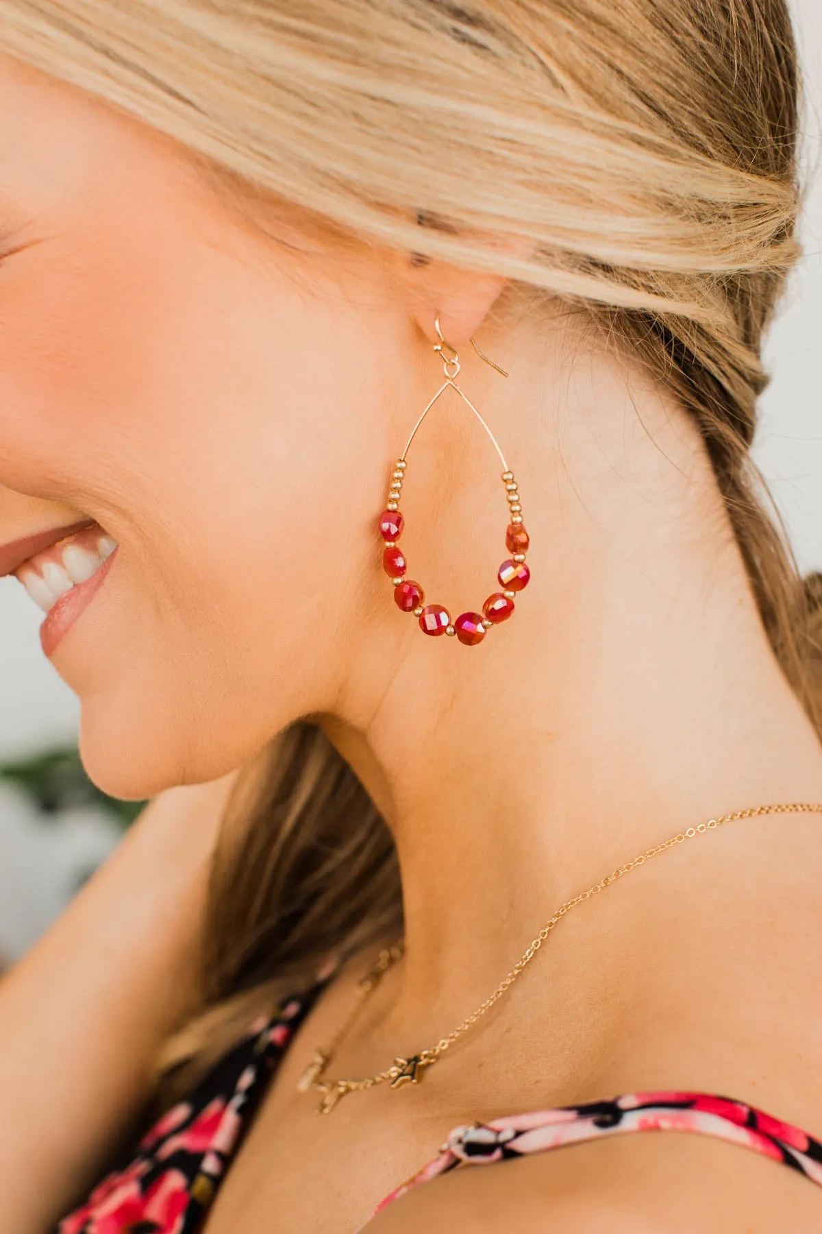 With A Flair Teardrop Earrings- Red & Gold