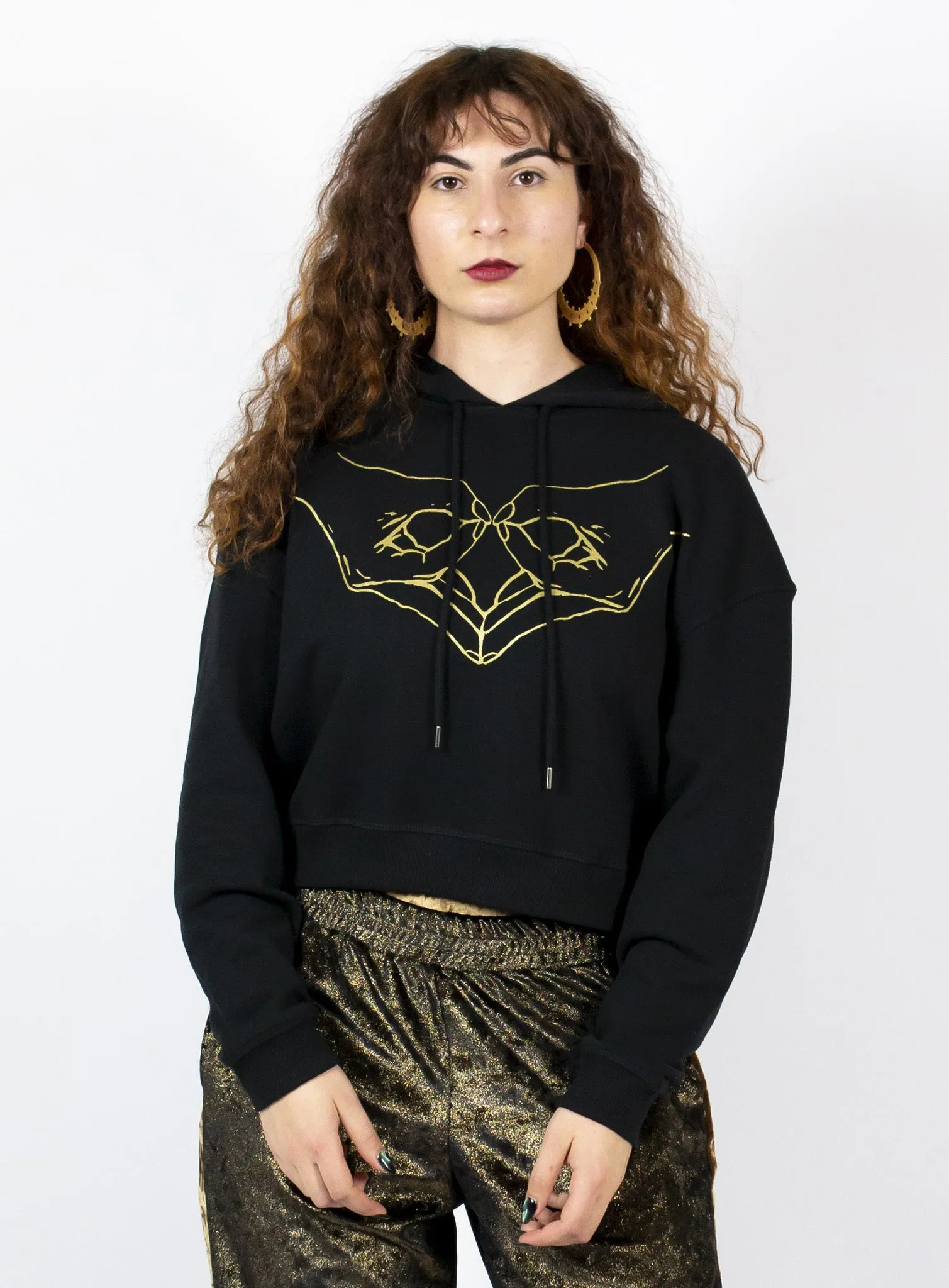 Womb Power Cropped Hoody - Black