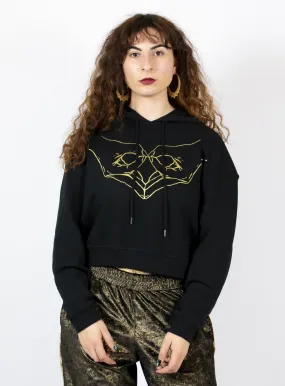 Womb Power Cropped Hoody - Black