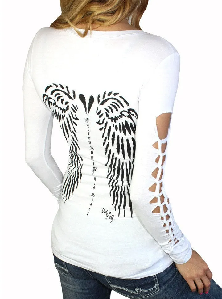 Women's Wicked Angel V-Neck Slash Tee