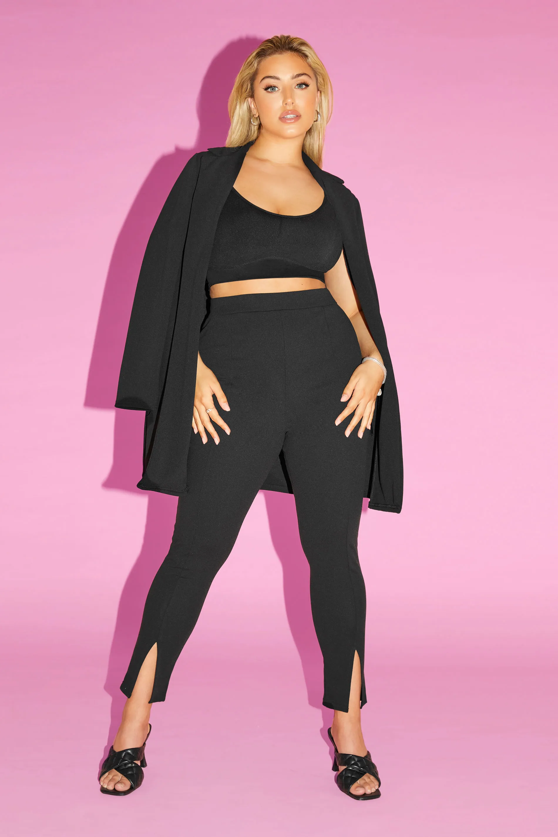 YOURS Curve Black Longline Blazer