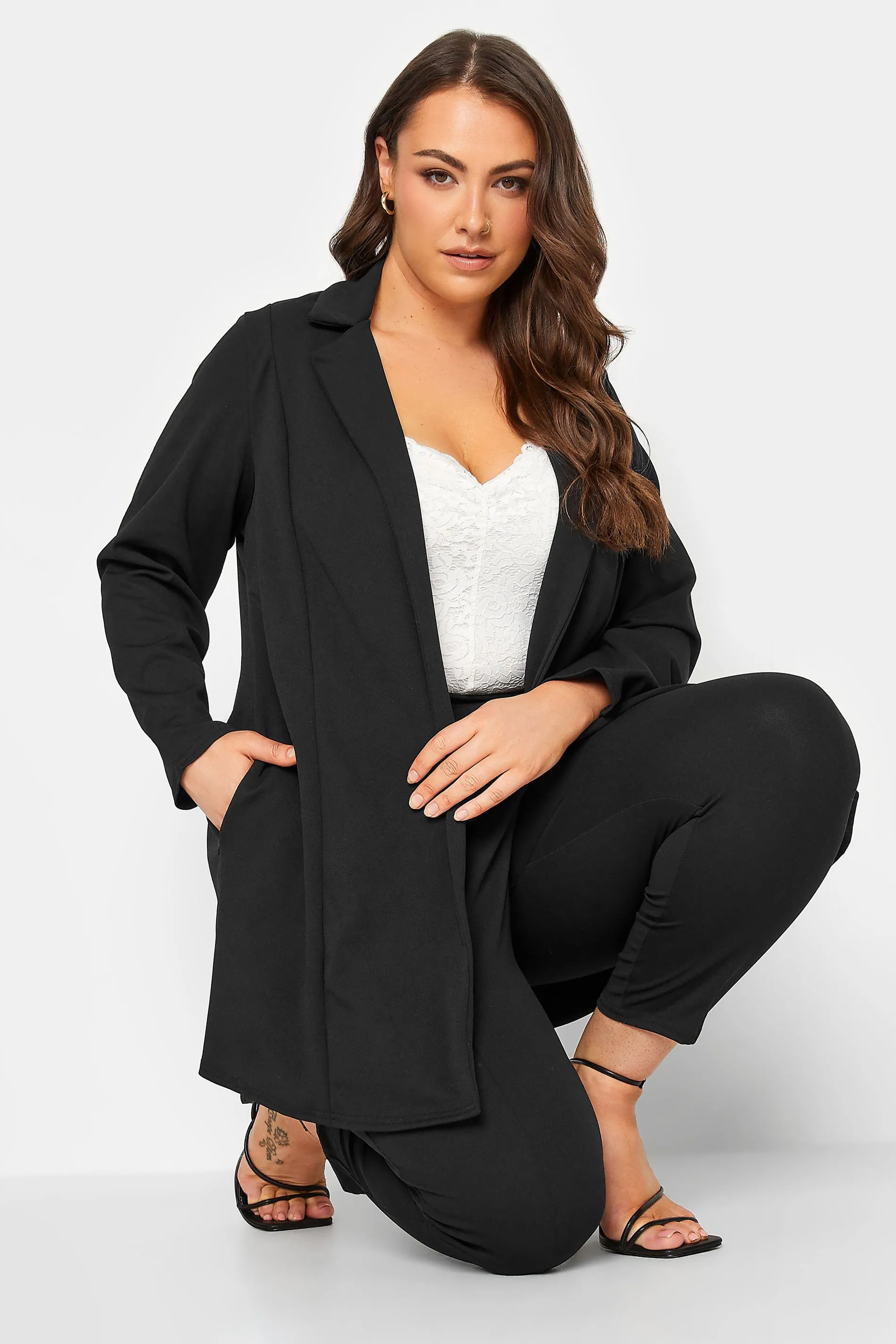 YOURS Curve Black Longline Blazer