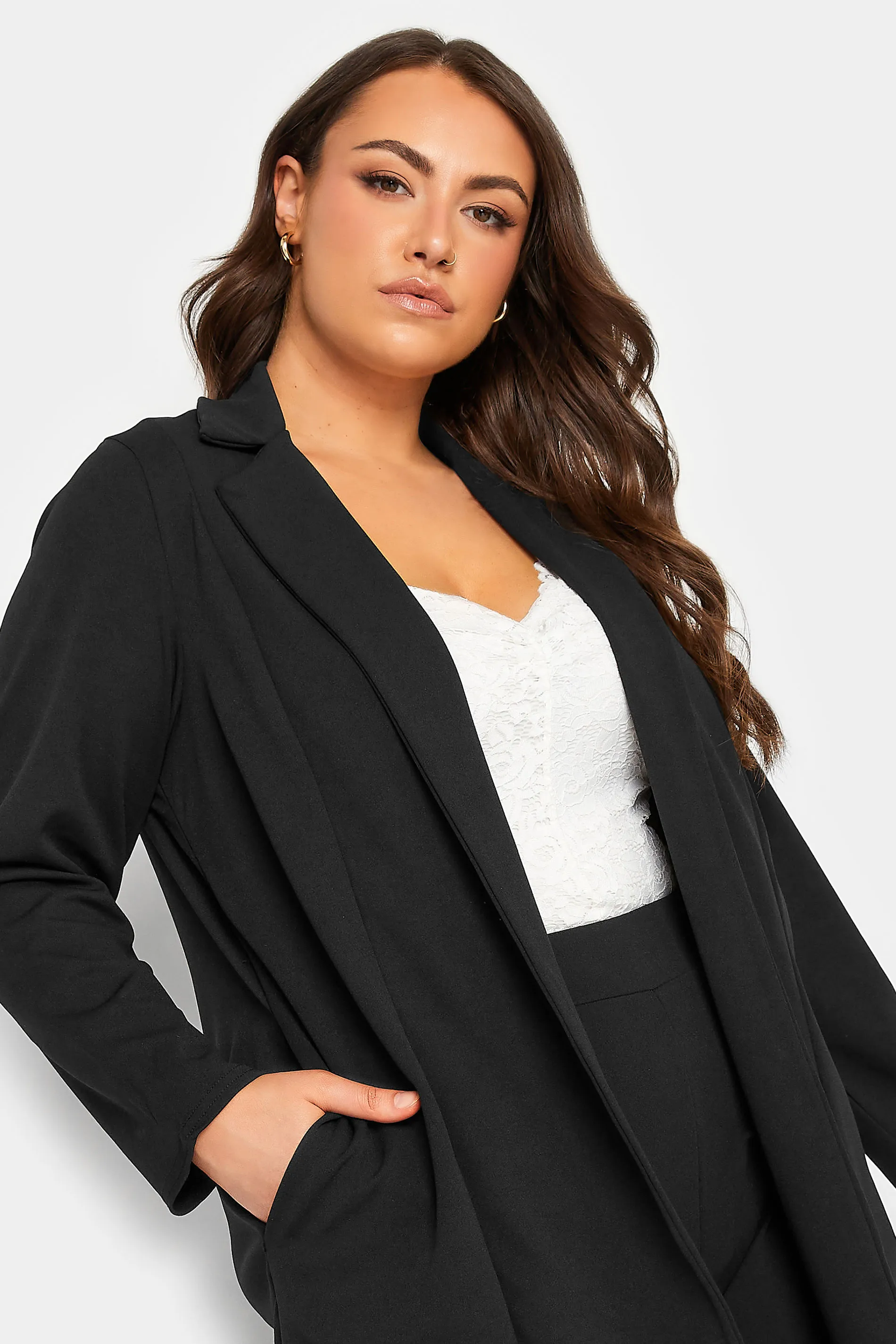 YOURS Curve Black Longline Blazer