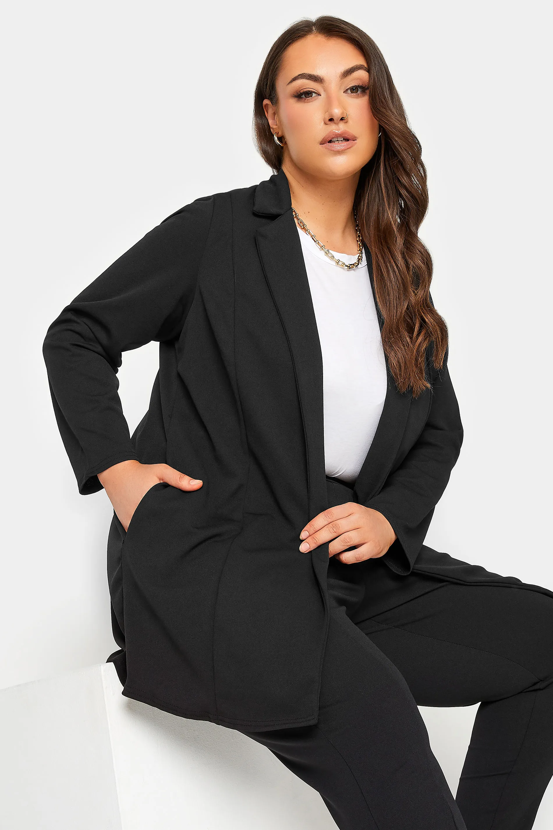 YOURS Curve Black Longline Blazer